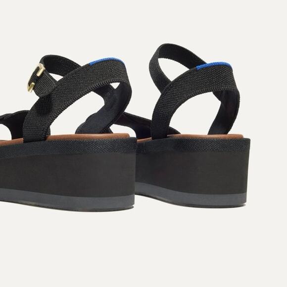 Rothy’s NWOT The Criss Cross Lightweight Wedge Platform Sandal in Black Size 9.5 - Picture 4 of 11